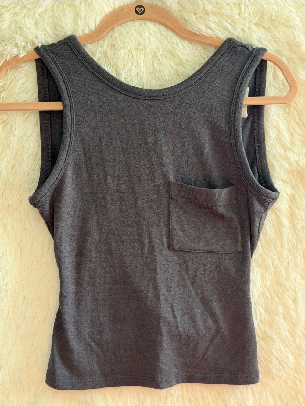 Wilfred Free Aritzia Womens Open Twist Back Tank Top S Grey Chest Pocket Preppy